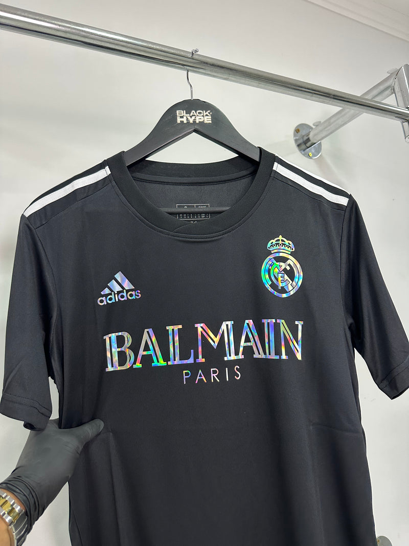 Camisa Real Madrid x Balmain Holográfica 23/24 s/n° Torcedor Masculino - Preto