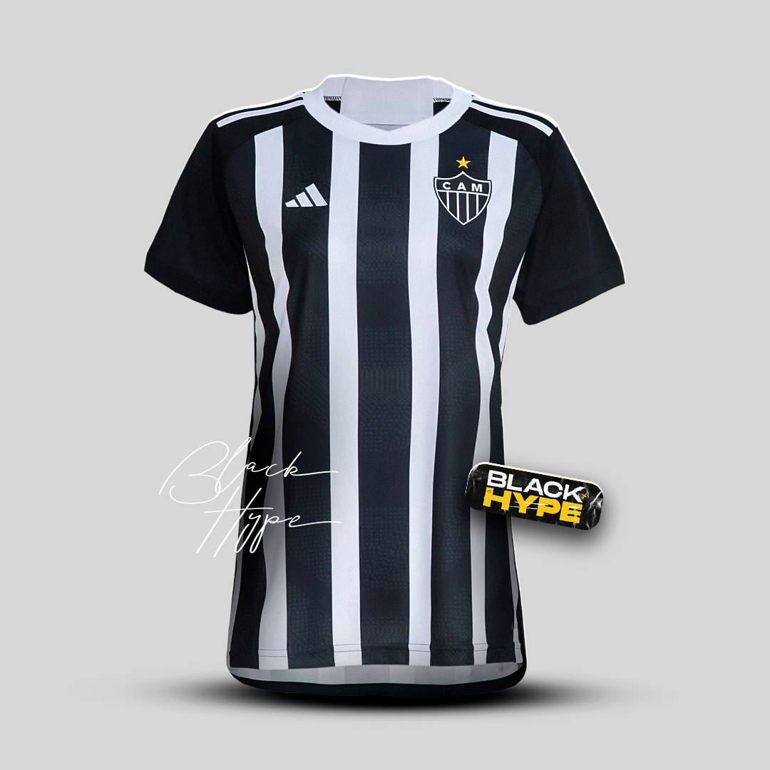 Camisa Atlético Mineiro Feminina Home 24/25 - Preta e Branca