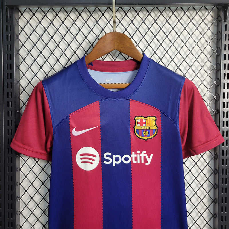 Kit Infantil Barcelona Home 23/24 - Azul/Vermelho