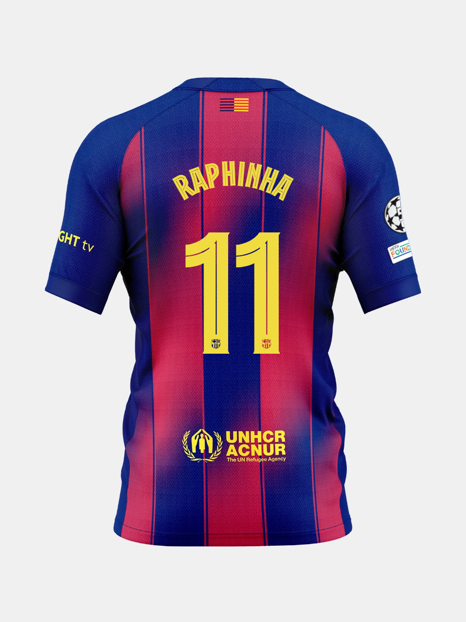 Camisa Home FC Barcelona 25/26 #11 RAPHINHA
